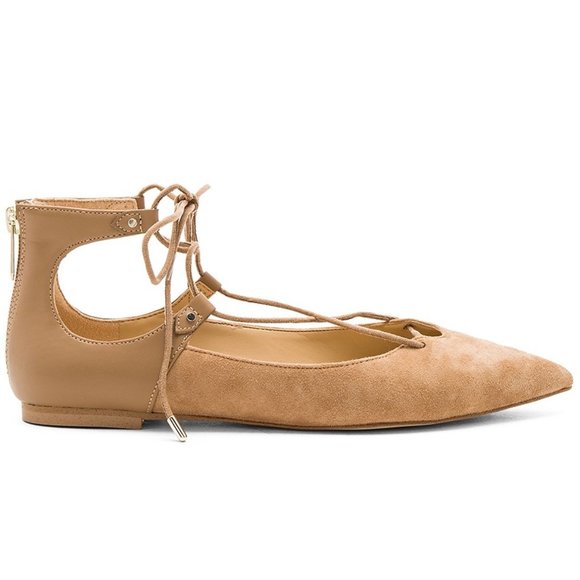 Sam Edelman Tan Lace-Up Flats - Picture 2 of 11